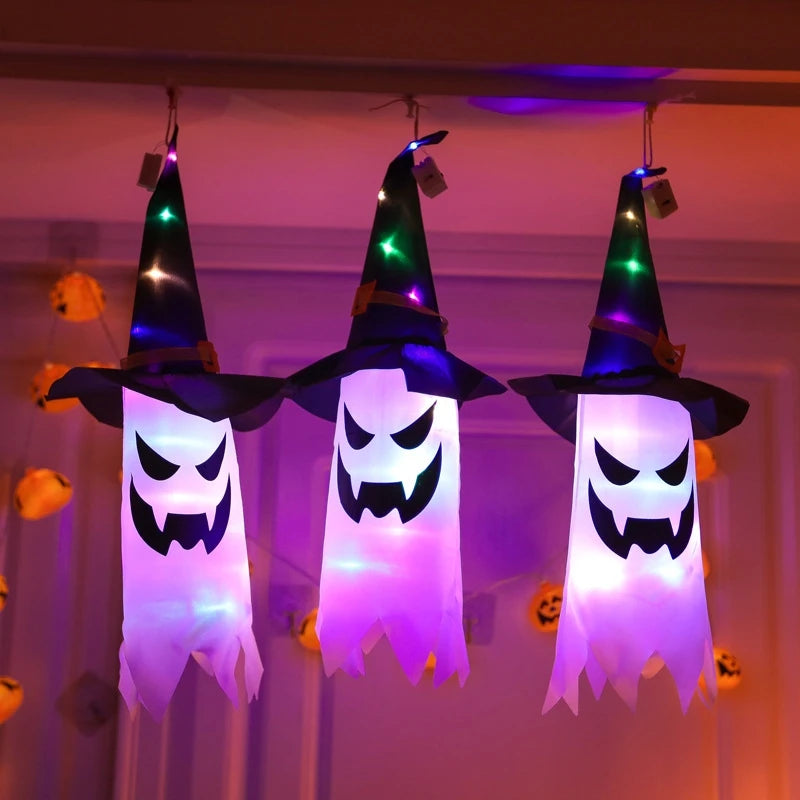 Ghost Lantern Halloween Decoration Hanging Flag Halloween Ghost Windsock Outdoor Pendants The Day of Dead Party Decor