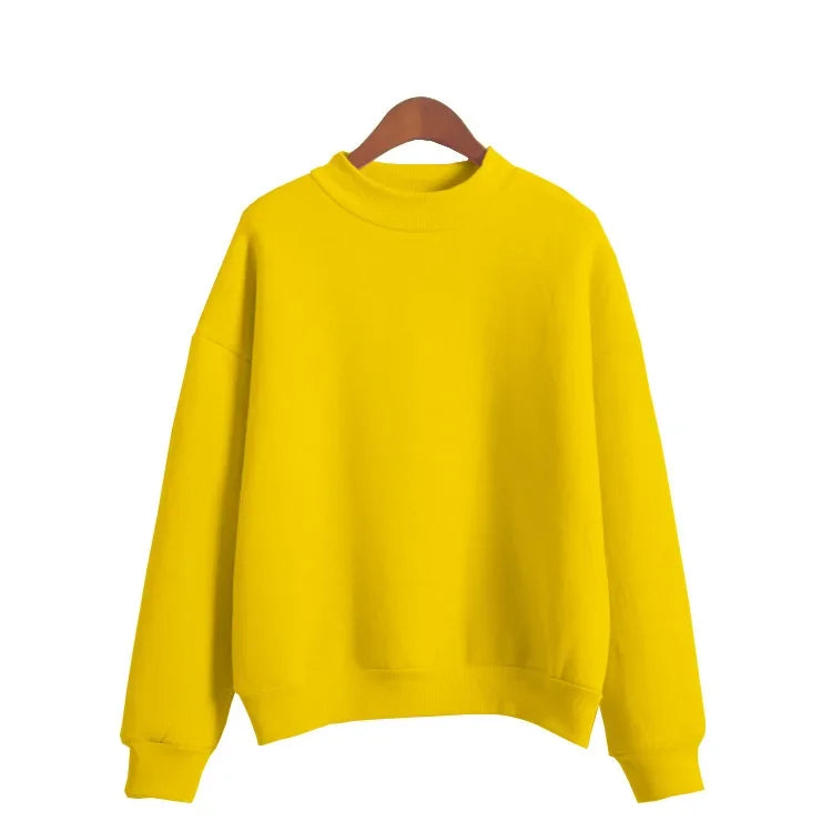 Woman Sweatshirts 2025 Sweet Korean O-neck Knitted Pullovers Thick Autumn Winter Candy Color Loose Hoodies Solid Womens Clothing