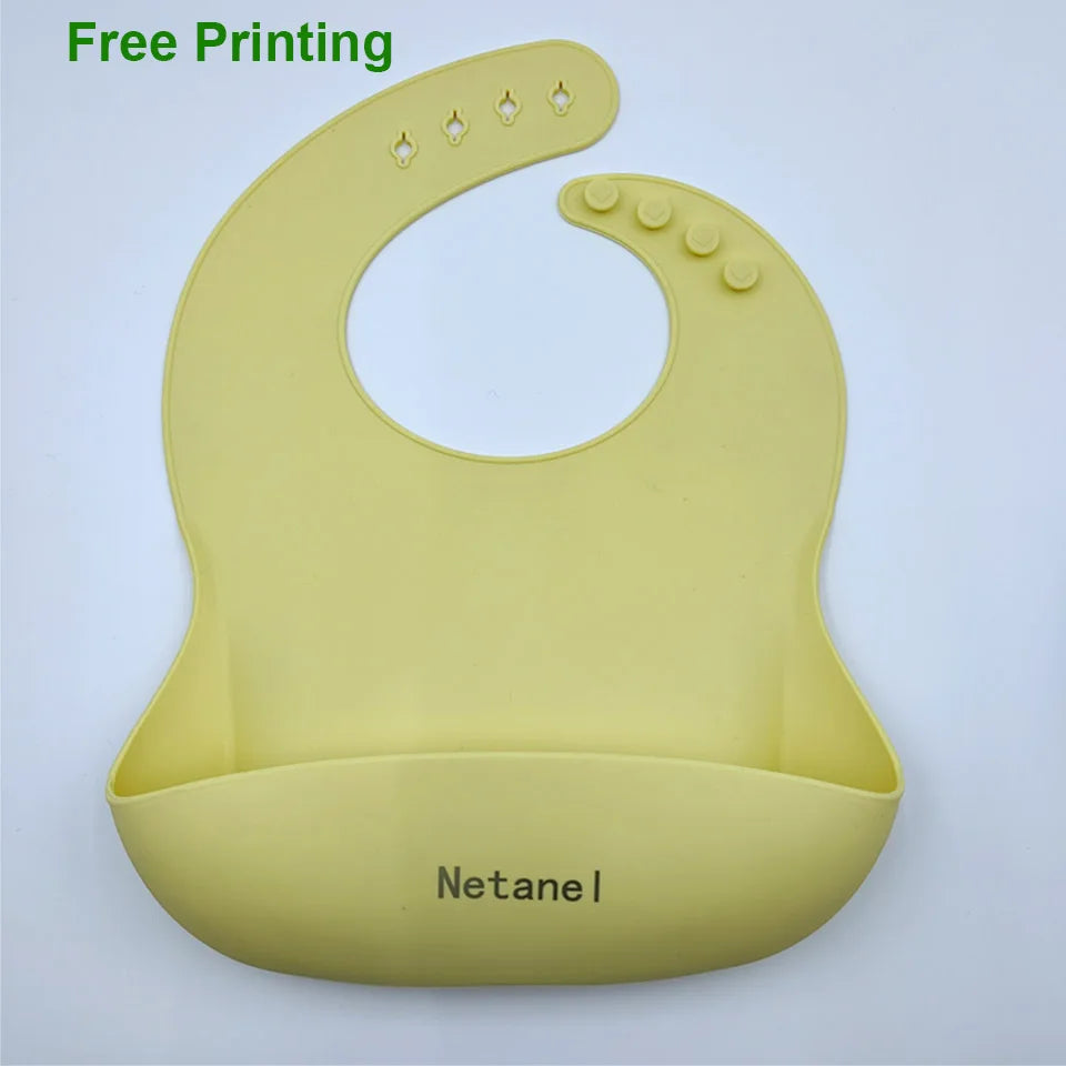 8Pcs Baby Silicone Feeding Set Round Dining Plate Sucker Bowl Dishes For Kids Personalized Name Children's Tableware Straw Cup