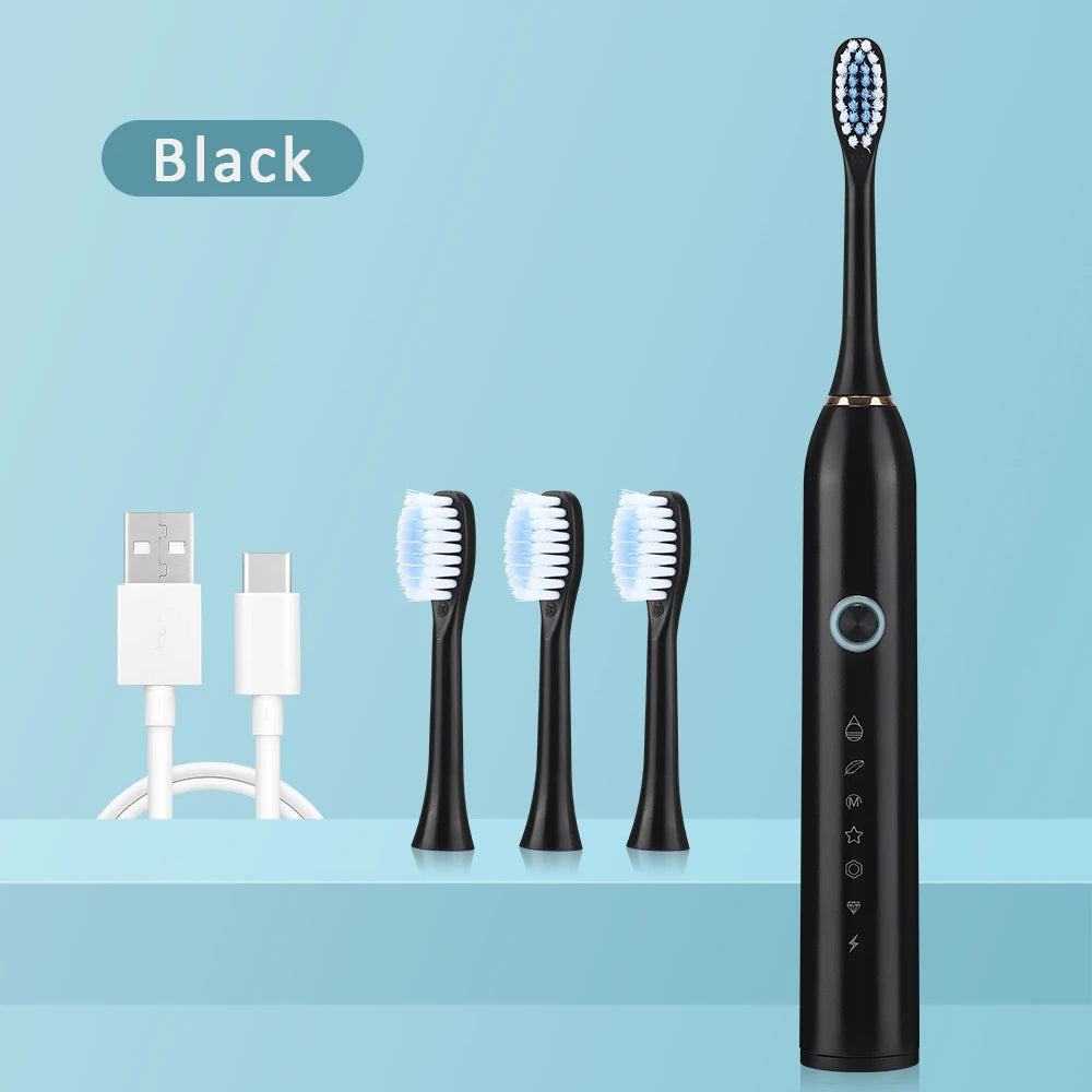 6 Modes Electric Toothbrush Rechargeable Toothbrush High Vibration Dental Tooth Whitening Cleaner Electric Brushes Oral Care