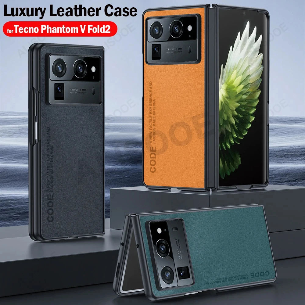 Funda for Tecno Phantom V Fold 2 Case Carbon Fiber Texture PU-Leather Protection Phone Cover for Phantom V Fold2 5G Capa