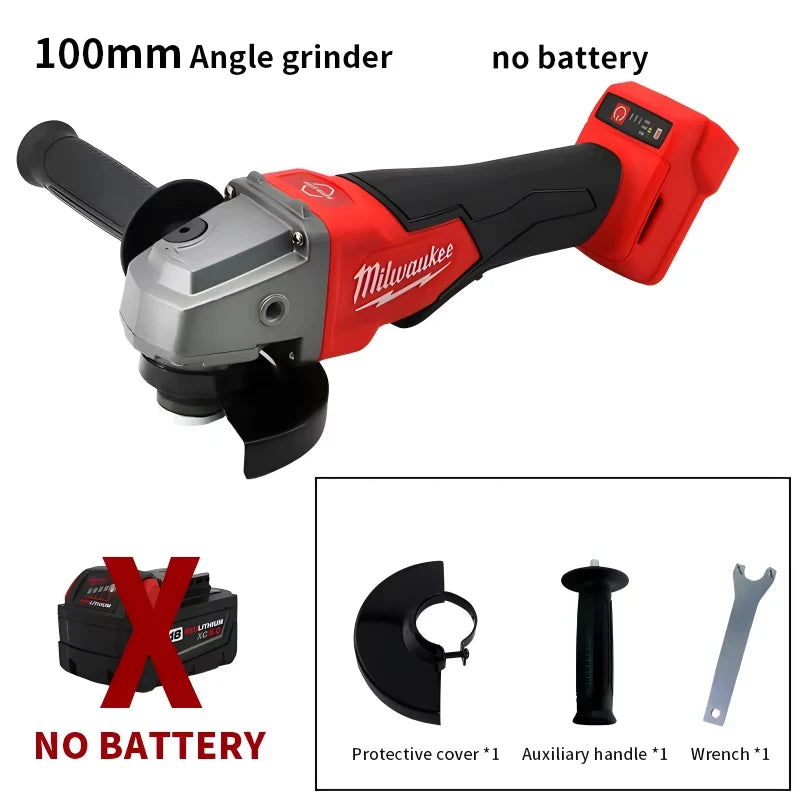 Milwaukee 125mm/100mm Brushless Angle Grinder 3 Gears Variable Speed Electric Cutting Machine 18V Cordless Polishing Machine