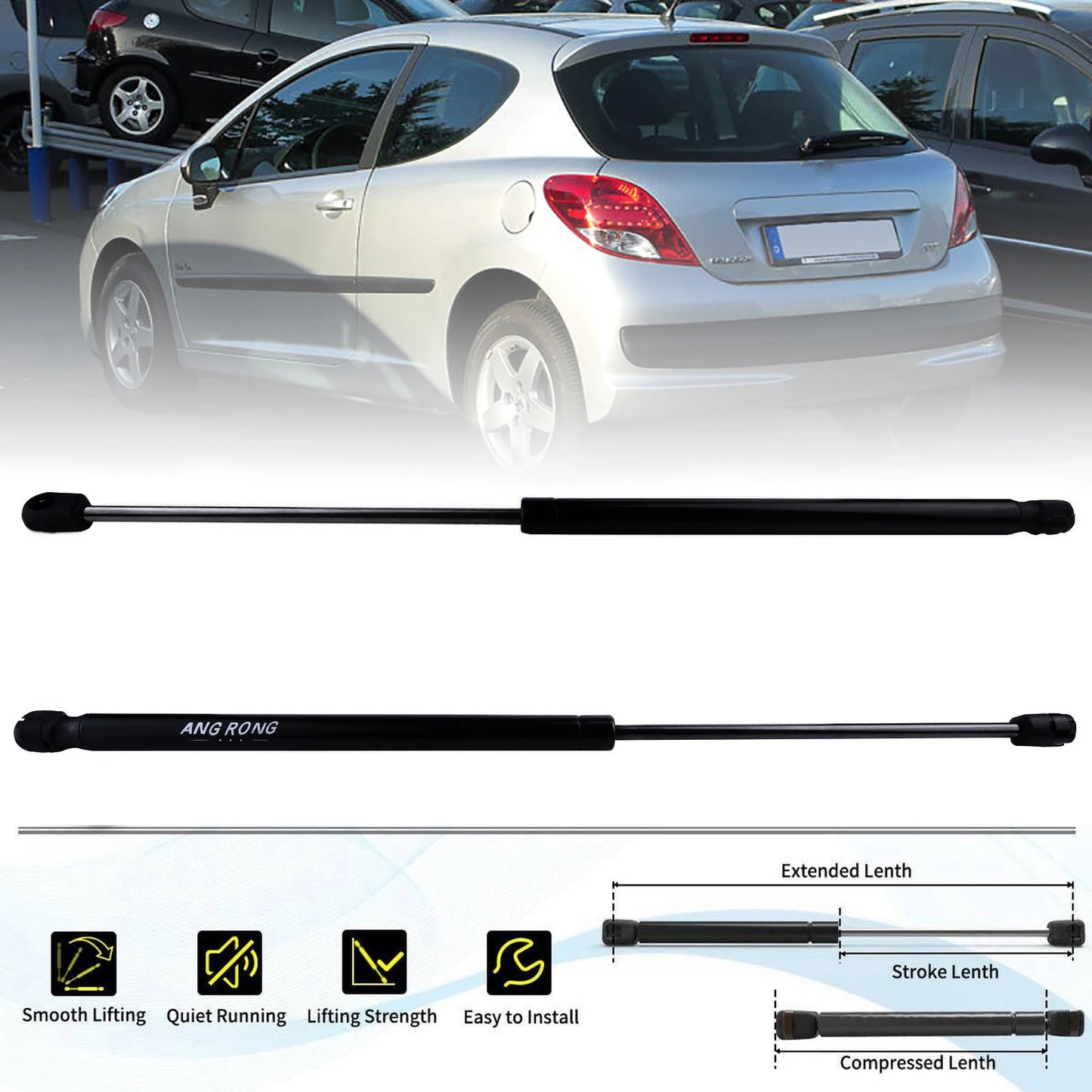 Rear Tailgate Boot Gas Struts Support For Peugeot 207 Hatchback WA WC 2006-2013