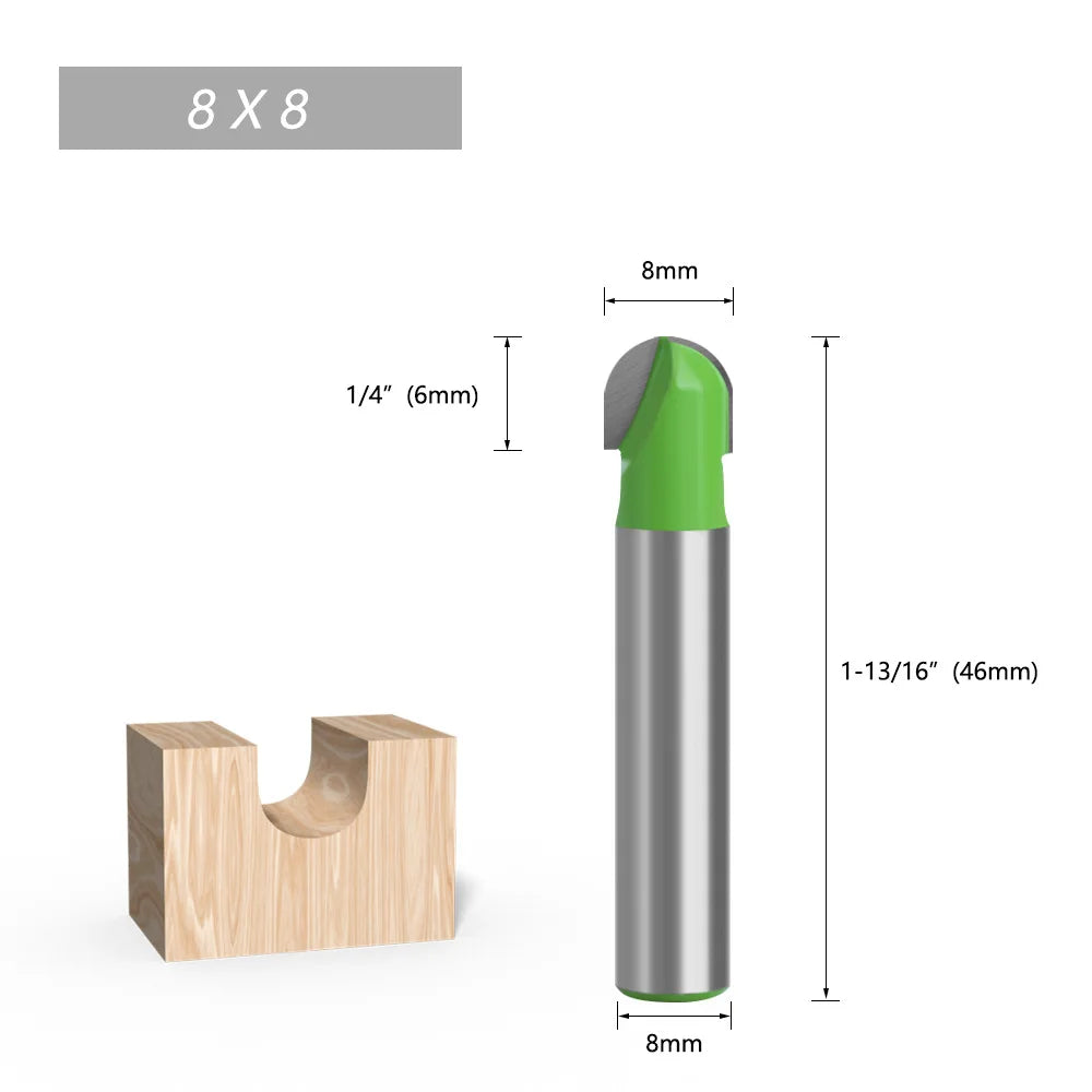Round Bottom Over Nose Router Bit CNC 6mm Router Bit Set Carbide Ball End Mill 6mm 8mm for Wood Woodworking