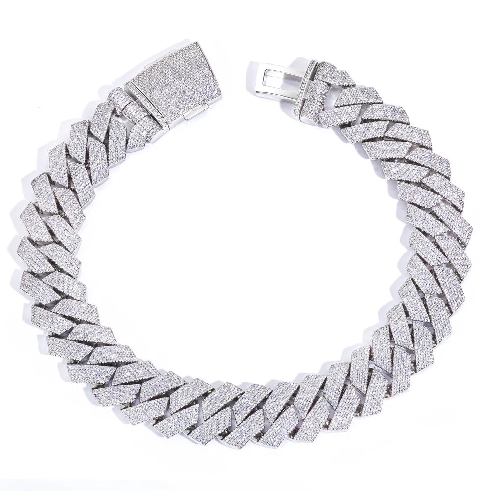 ESKEEM 36MM Chunky Cuban Link Chain 7 Row Full Diamond Iced Out Prong Cuban Chain Hip Hop Jewelry Necklace for Men