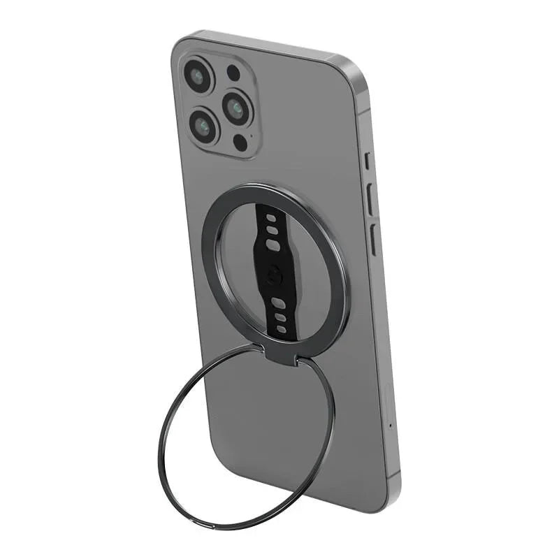 Magnetic Ring Phone Holder for Magsafe Wireless Charging Phone Grip Stand with Silicone Finger Strap Removable Car Phone Holder