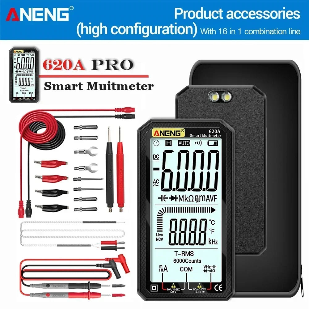 ANENG 620A High Precision Counts Auto Resistance Tester Digital Multimeter True RMS 6000 Manual Ranging Voltage Current