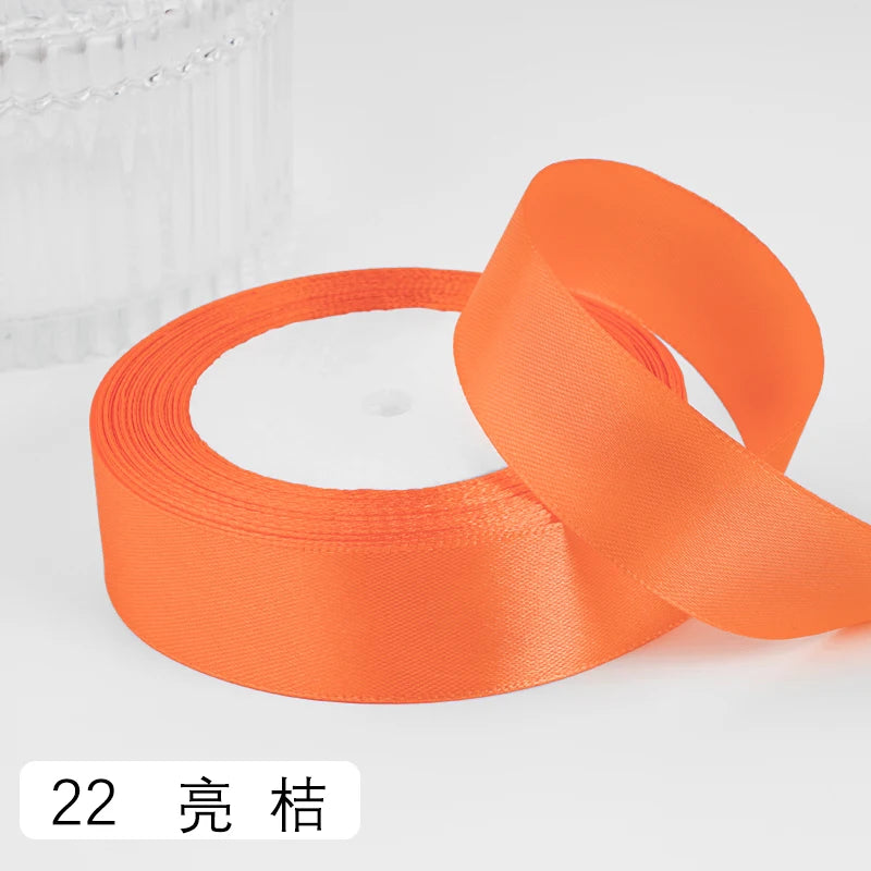 25yards/roll 1inch Satin Ribbon DIY Handmade Crafts Gift Box Flower Cake Decoration Wedding Birthday Party Festival Supplies