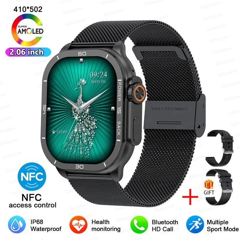 2025 New 49mm Smart Watch Men Women NFC Smartwatch BT Call Waterproof Wireless Charging AMOLED Screen Watch Ultra2 For Apple IOS