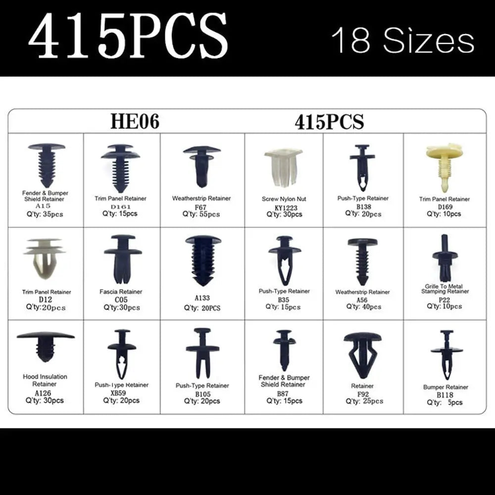 Auto Fastener Clip Kit Fender Rivet Clips Car Body Push Retainer Pin Rivet Bumper Door Trim Panel Retainer Mix Size Car Clip Set