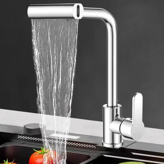 Waterfall Design Kitchen Faucet in Plastic steel with 360° Rotating Spray Head for Hot and Cold Water Mixing Sink Faucet