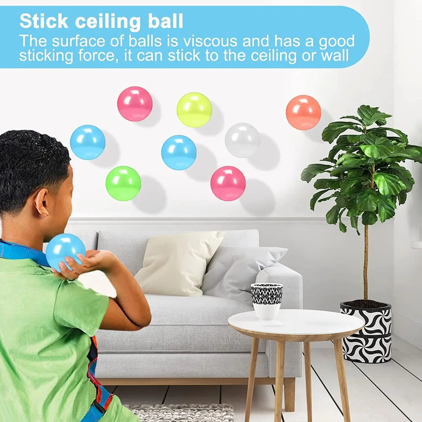 Luminous Balls High Bounce Glowing Ball Sticky Wall Home Party Decor Kids Adult Gift Anxiety Stress Relieve Toy 4.5cm