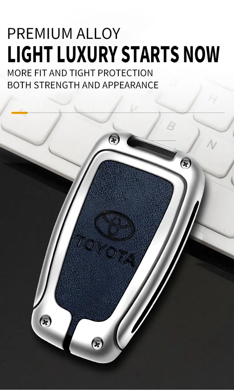 Zinc Alloy Leather Car Smart Remote Key Case Cover Shell For Toyota Corolla Prius Camry CHR C-HR RAV4 Altis Land Cruiser Prado