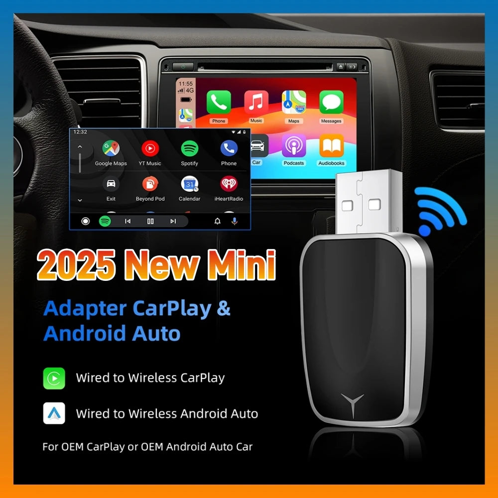 2in1 Wireless CarPlay Dongle Wireless Android Auto Adapter AI Smart Box Car Intelligent Systems For Car With Wired CarPlay