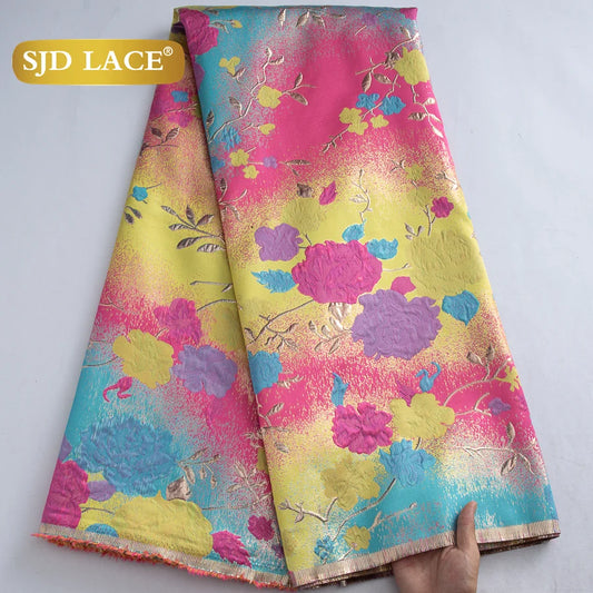 SJD LACE African Lace French Brocade Lace Fabric 2024 High Quality Damask Nigerian Jacquard Gilding For Women Party Dresses 4077