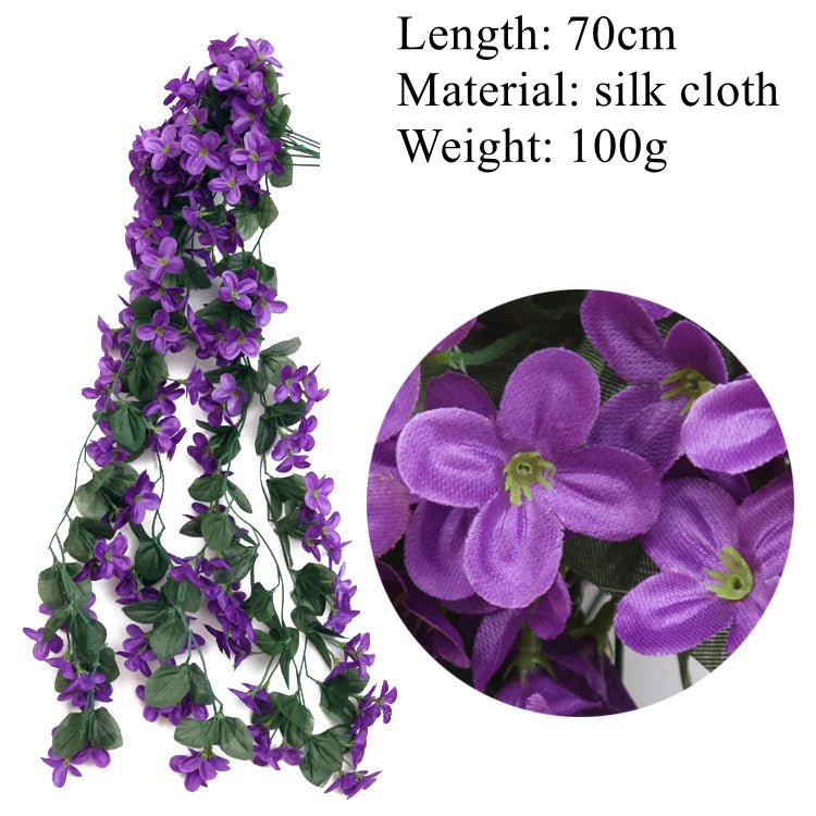 75CM Violet Artificial Flower Party Decoration Simulation Valentine S Day Wedding Wall Hanging Basket Flower Orchid Fake Flower