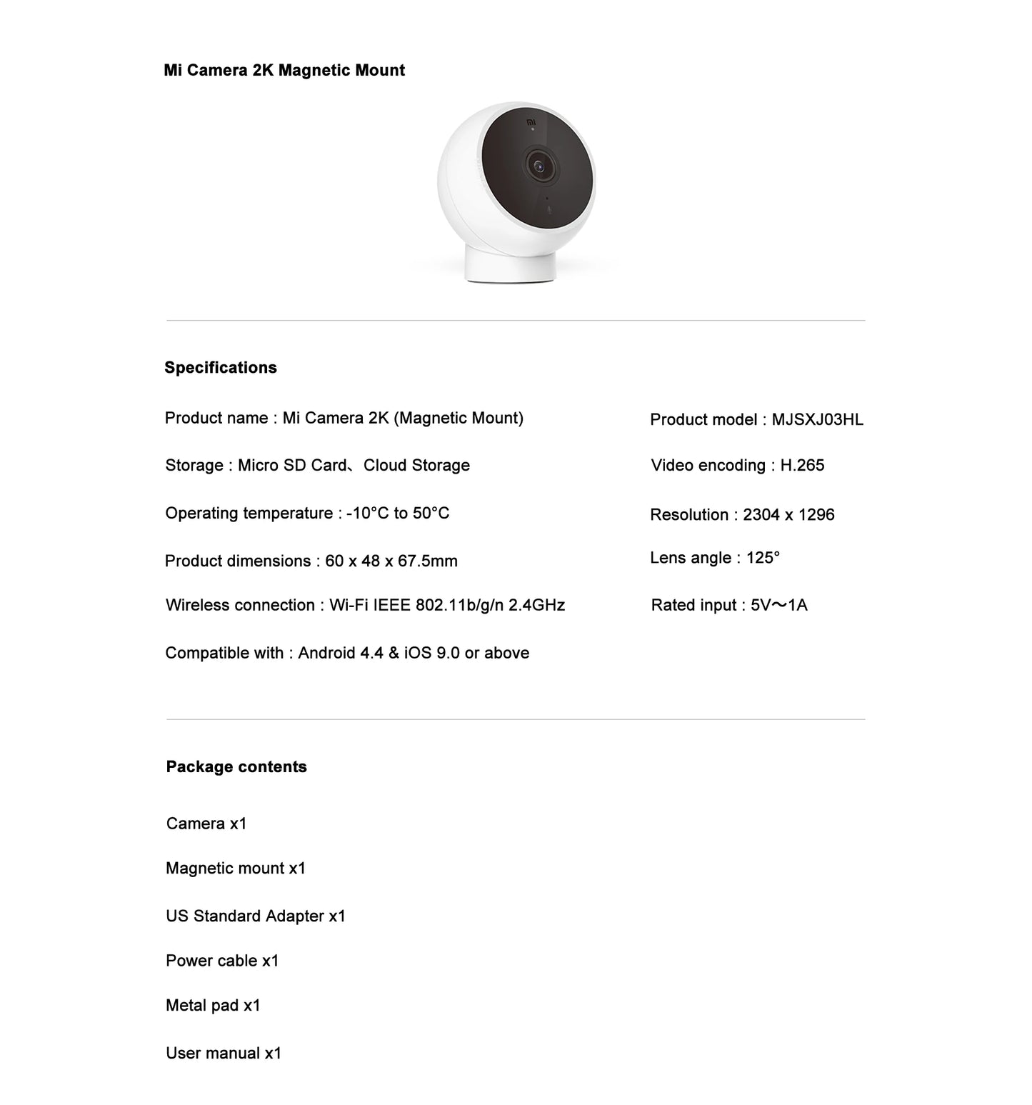 XIAOMI Smart IP Camera Standard Edition 2K HD Infrared Night Vision CCTV Voice Intercom AI Alarm Magnetic Base Home WiFi Videcam