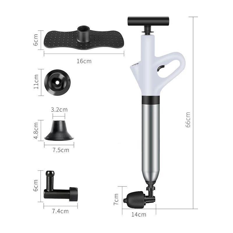 Stainless Steel Toilet Pipe Dredger Pneumatic Household High-pressure Dredging Tool Set Thickened Wall Cylinder Sturdy And Safe