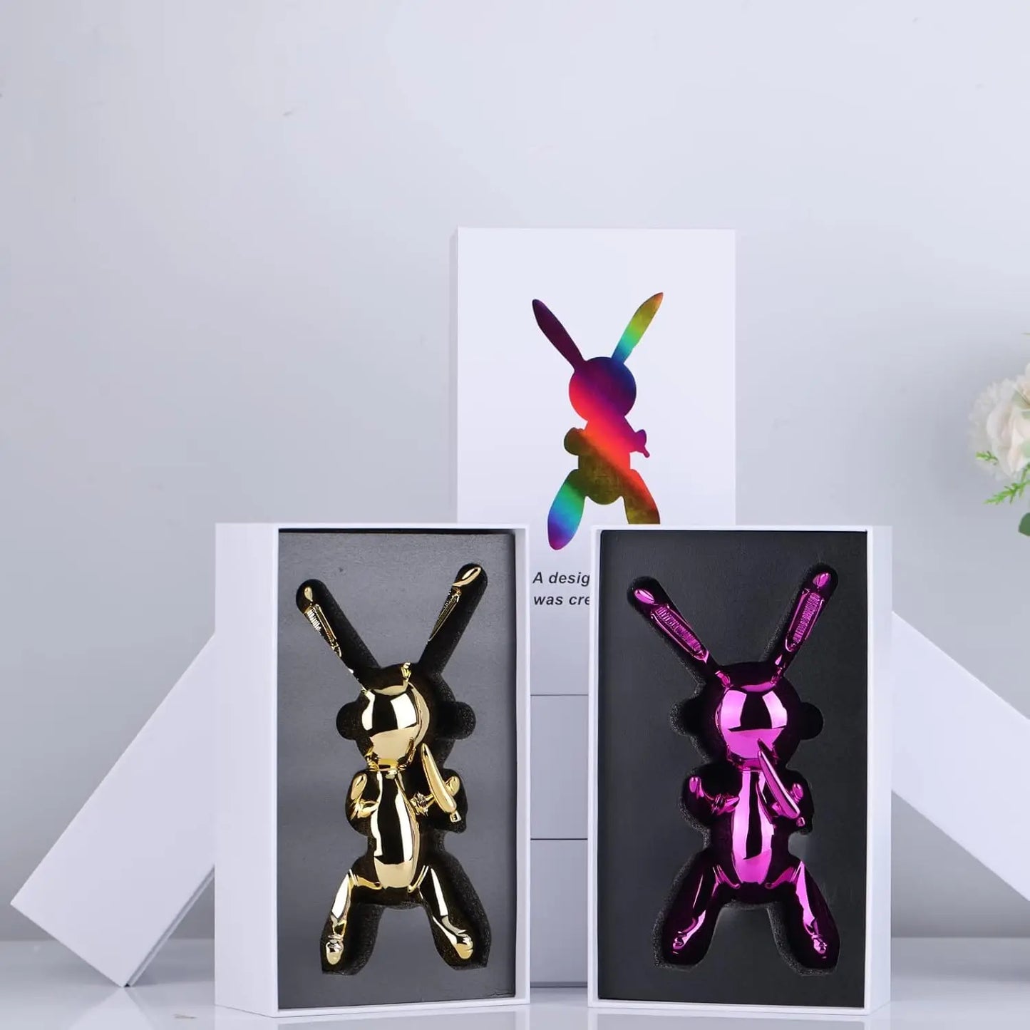 Cute Balloon Rabbit Statue Resin Sculpture Animal Figures Home Decor Modern Nordic Home Decoration Accessories for Living Room