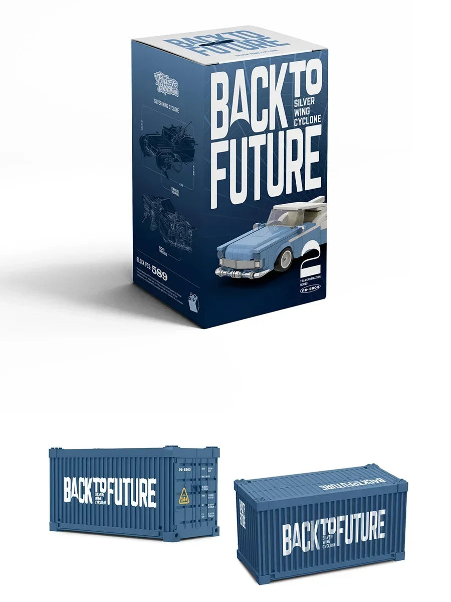 Container Sports Car Back To The Future Series 2 Change Puzzle Building Block Toy Tabletop Decoration Gift With Box