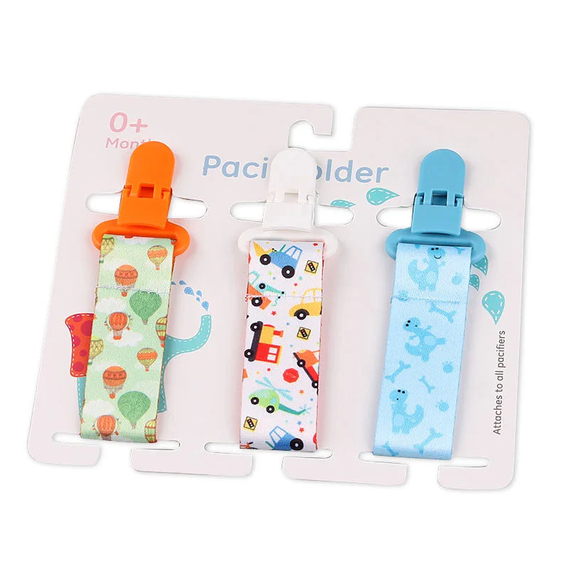 3Pcs/Set Baby Pacifier Clip Pacifier Chain Dummy Clip Nipple Holder for Baby Cartoon Print Child Pacifier Clips Soother Holder