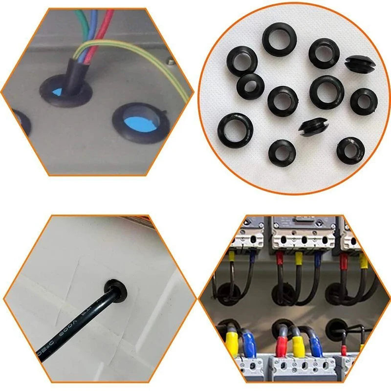 200pcs 3/5/6/8/10/12/16/20mm Rubber Seal Ring Oil Sealing Grommet Gasket for Protect Wire Cable Hole Protection Ring Shim Washer