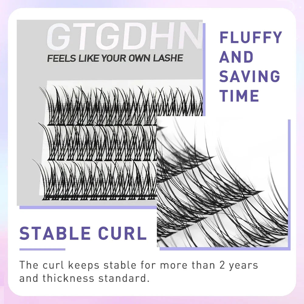 Fish Tail Cluster Eyelash A/M Shape Spikes Lashes Individual Dovetail Makeup Extension Wispy Premade Fans Natural Fluffy 3Rows