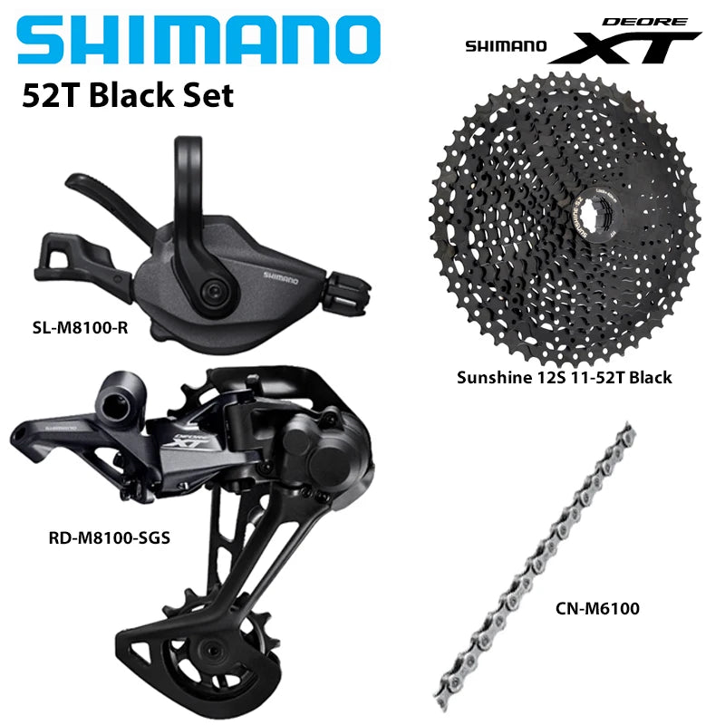 SHIMANO DEORE XT M8100 1X12 Speed Groupset Rear Derailleur SGS Right Shifter Lever SUNSHINE HG Type Cassette CN-M6100 Bike Parts
