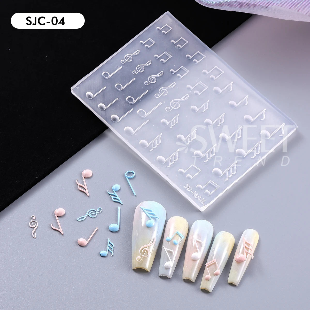 3D Letter Music Note Nail Silicone Mold DIY Fashion Carving Template Decoration Tools Acrylic Jewelry Nail Accessories Supplies