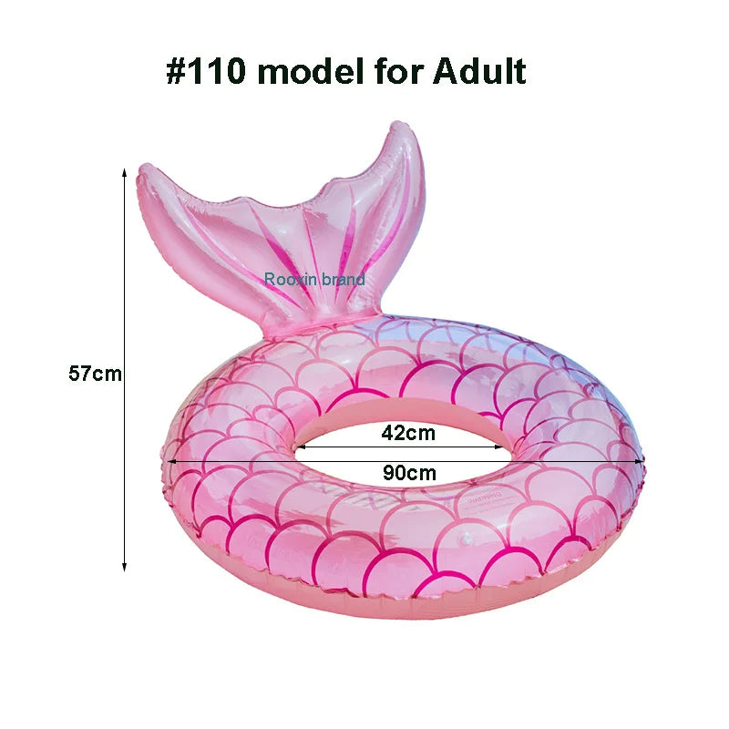 Rooxin Inflatable Swimming Ring Mermaid With Backrest Pool Floaters for Adult Teens Water Play Tube Swimming Mattress Pool Toys