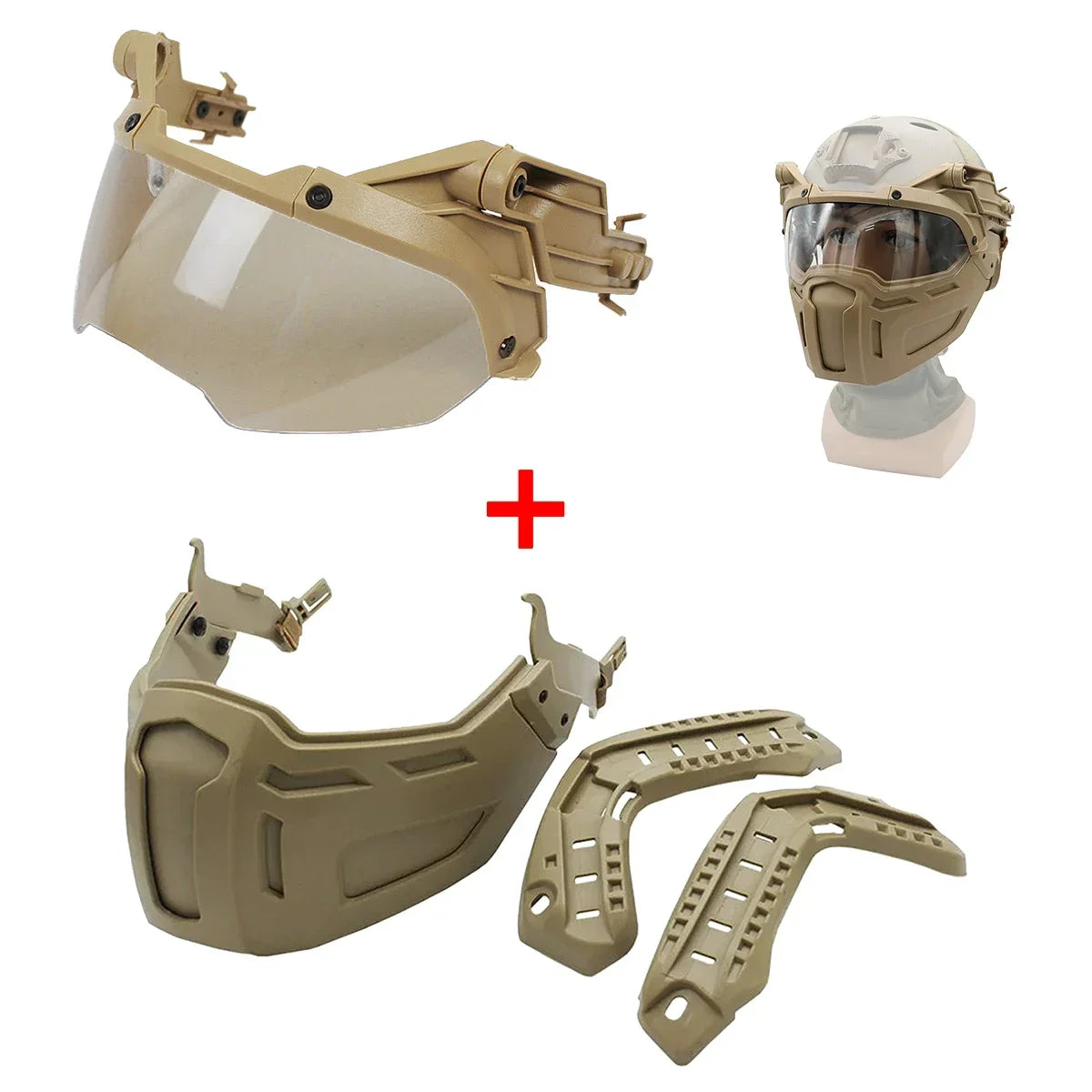 Tactical FAST Helmet Flip Goggles With Half Face Mask Hunting CS Games Airsoft Paintball Mask Helmet Accessories Protect Gear