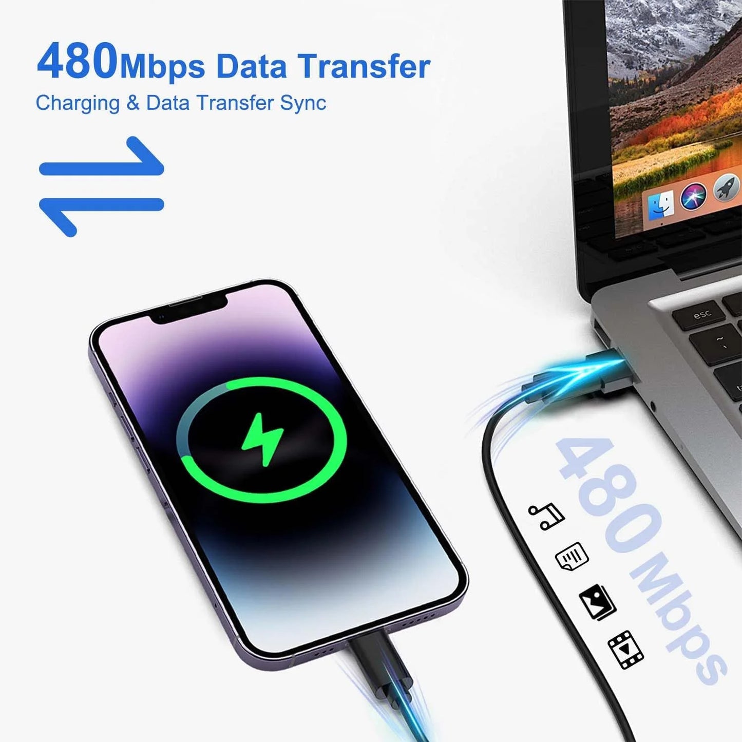 MagiicFiber PD60W USB C To Type C Cable For iPhone 14 Pro Max 5 in 1 Cable Charging Case Set USB Adapter Cable For Samsung S23 X