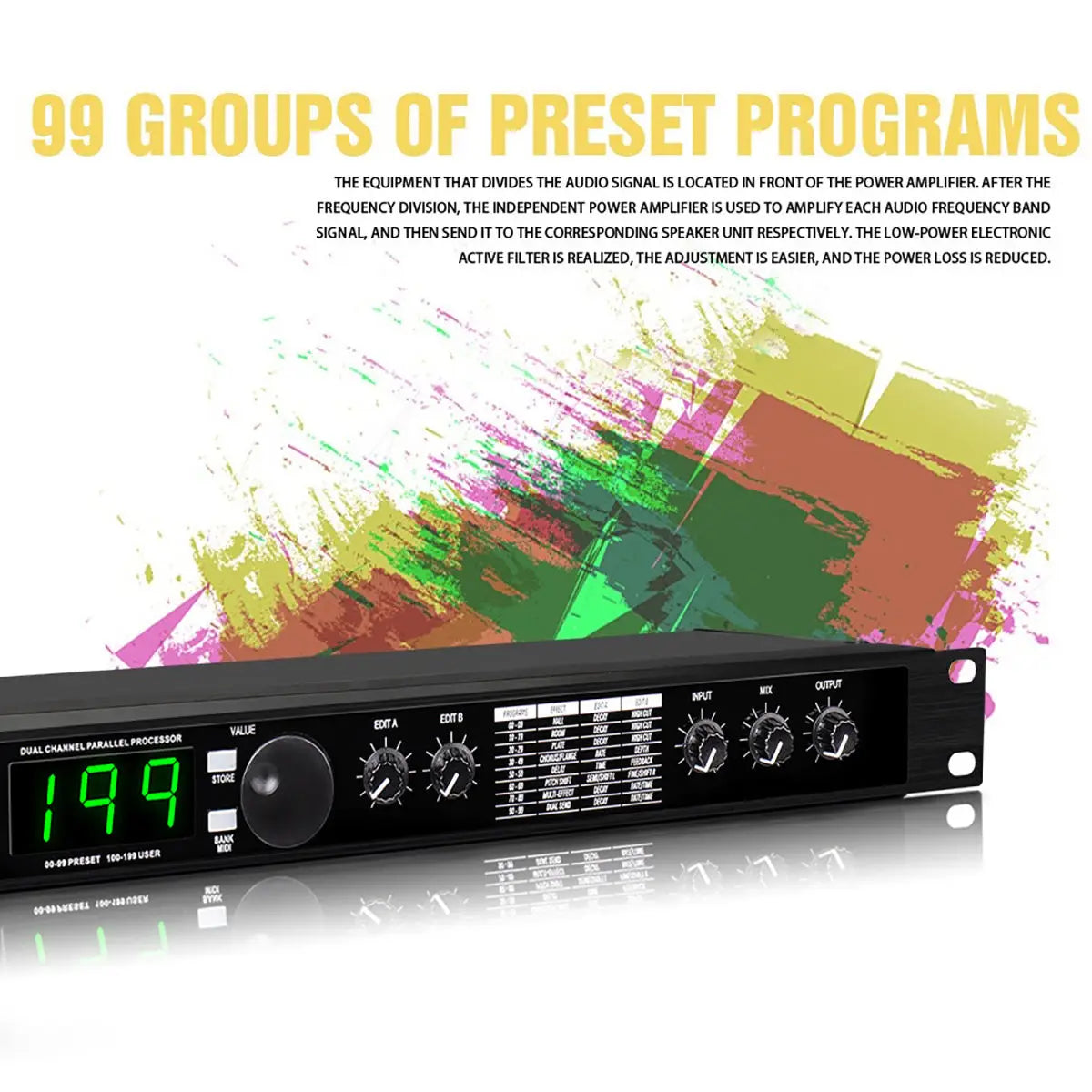 Professional digital reverberation multi effect DSP processor audio processor equalizer