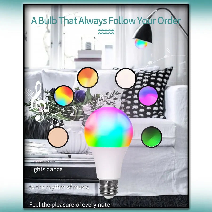 Tuya Smart Led Bulb E27 220V Smart Light Dimable Bluetooth RGB Lamp APP Control for Bedroom Room Decoration Party Lights