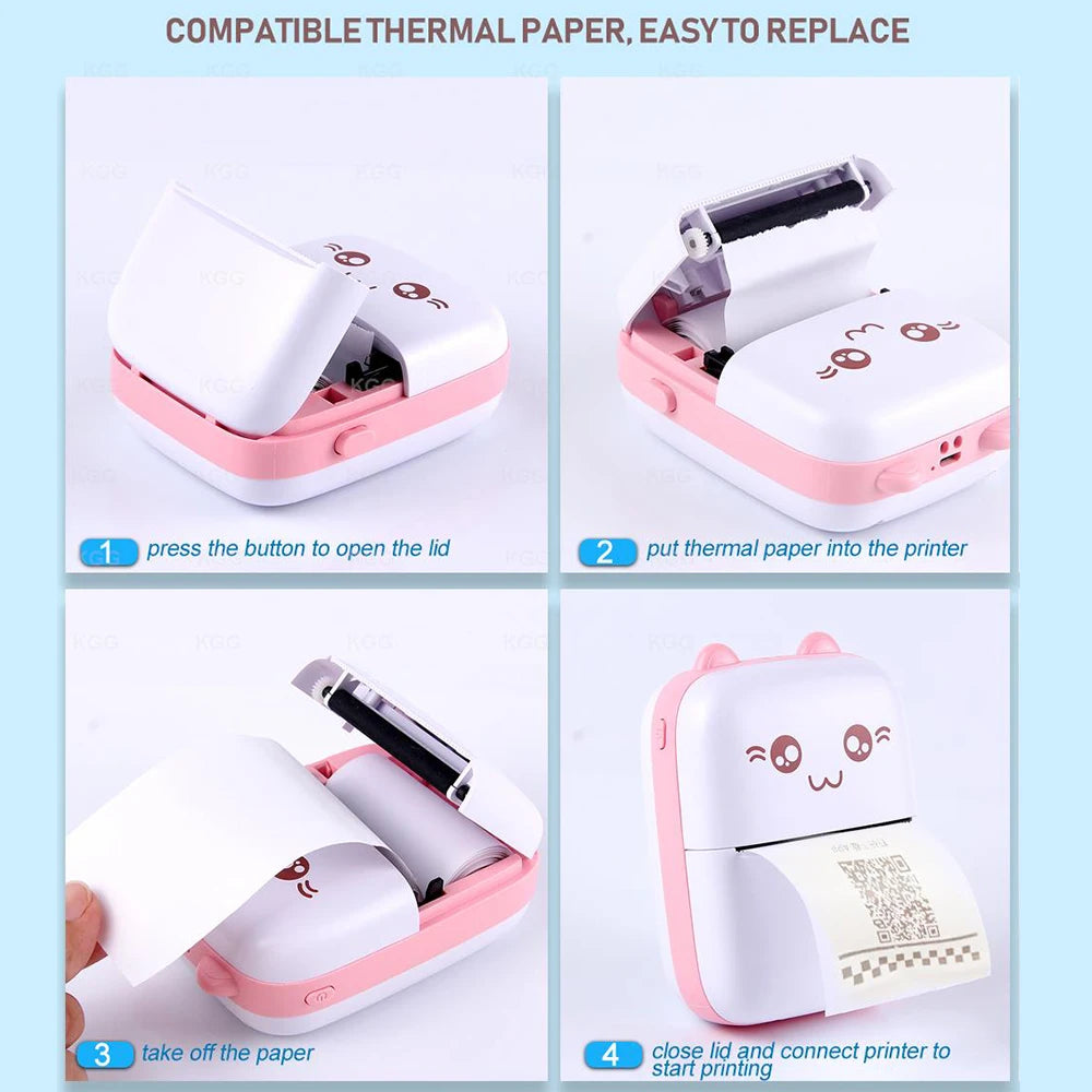 58mm 200dpi Photo Label Portable Mini Thermal Printer Cute Shapes Wireless Memo Wrong Question Printing Tag Bluetooth Printer