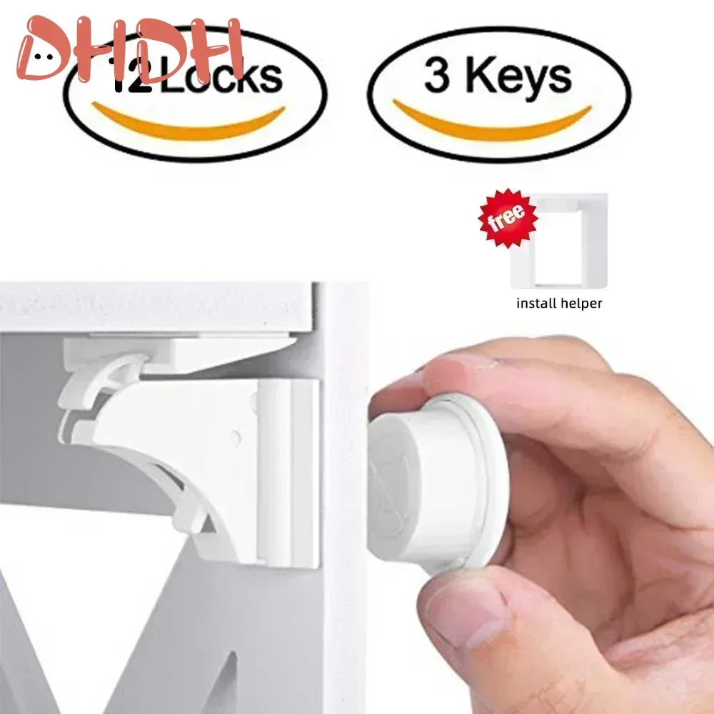 DHDH Magnetic Baby Safety Lock Children Protection Invisible Drawer Latch Cabinet Door Lock Limiter Children Security