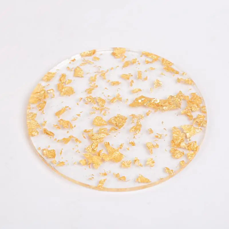 2024 Coaster Acrylic Gold Leaf Tea Coaster European And American Creative Thermal Insulation Plexiglass Crafts Coffee Coaster