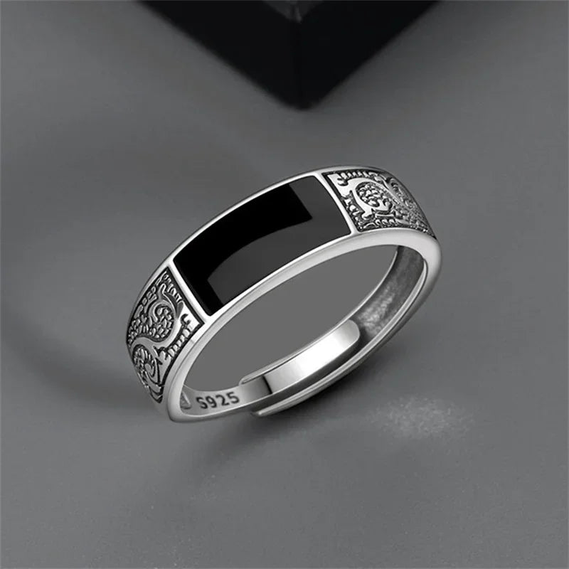 2024 New Vintage Dragon Pattern Titanium Steel Ring for Men Women Simplicity Single Party Opening Adjustable Ring Jewelry Gift