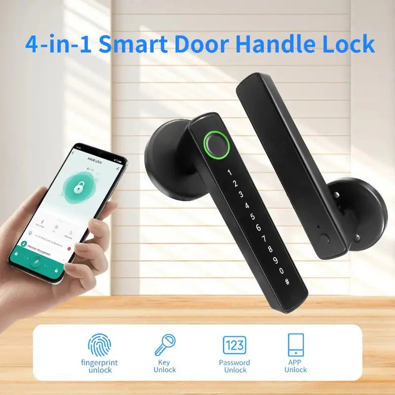 RYNX Tuya Smart Fingerprint Lock Financial level Electronic Indoor Lock Password/Key/Tuya APP/Bluetooth Unlock Bathroom Bedroom