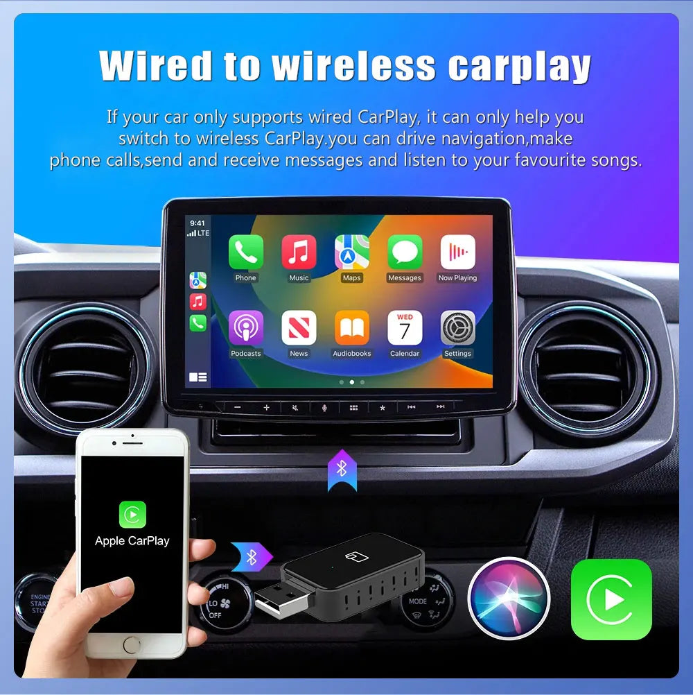 Wired to Wireless CarPlay Adapter for OEM Car Stereo With USB Plug and Play Smart Link Phone Automatic Connection to CarPlay