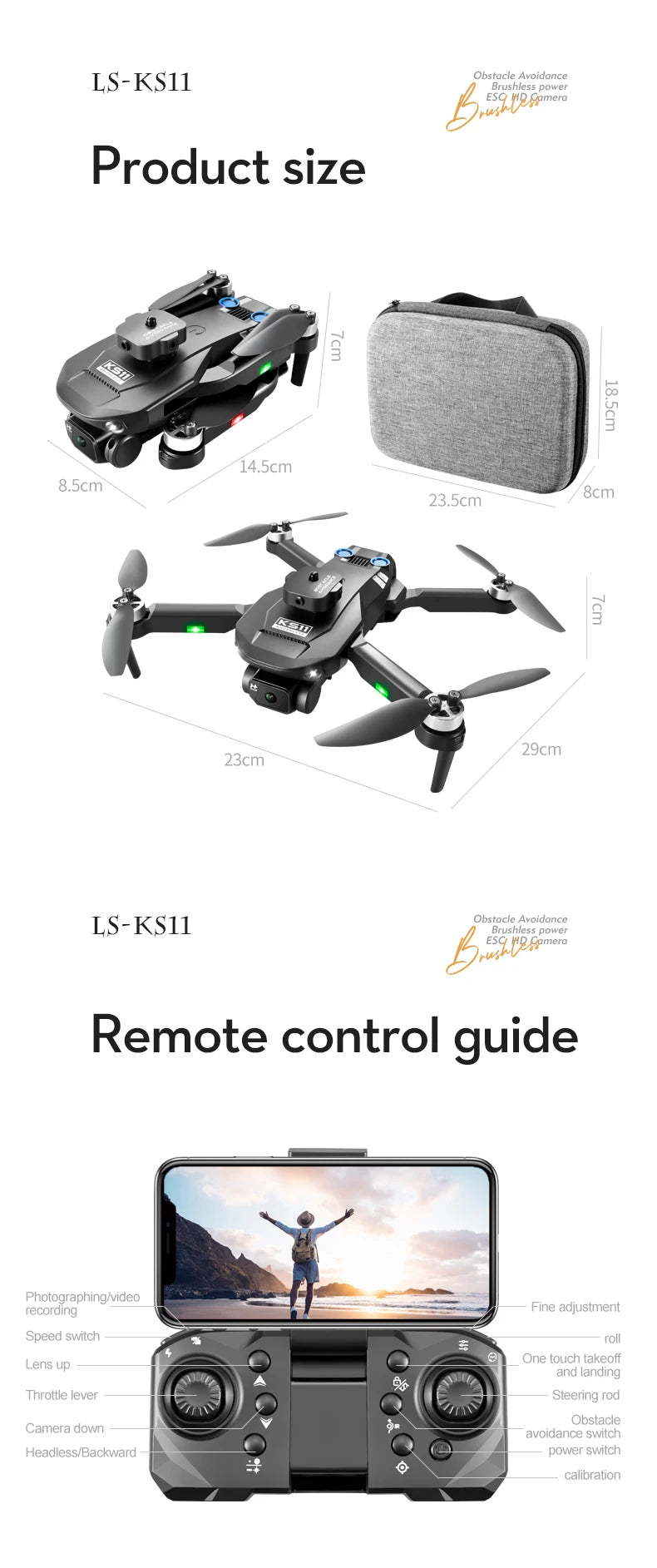New LS KS11 Mini Drone 4K Professional Dual Camera Obstacle Avoidance Optical Flow Positioning Brushless RC Dron Quadcopter