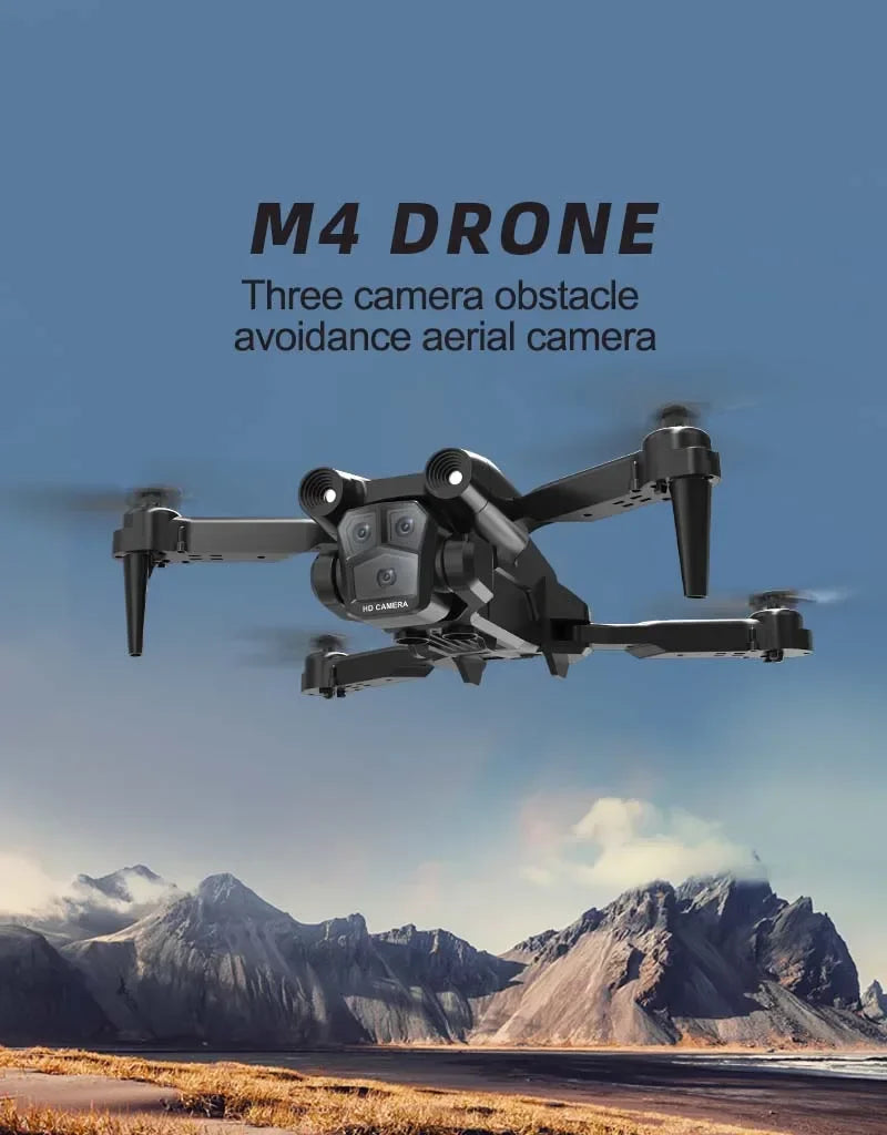 2024 M4 Drone 4K Aerial Photography With 5G WIFI MINI Dron Triple HD Camera Foldable RC Quadcopter FPV Height Hold Apron Sell