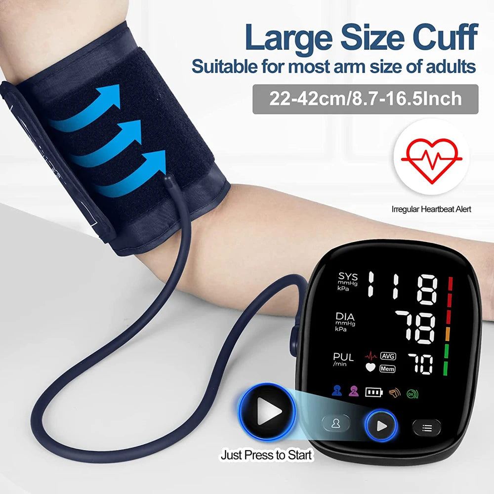 Digital Blood Pressure Monitor Upper Arm Automatic BP Cuff Machine Tonometer LED Sphygmomanometer for Home Use Health Care