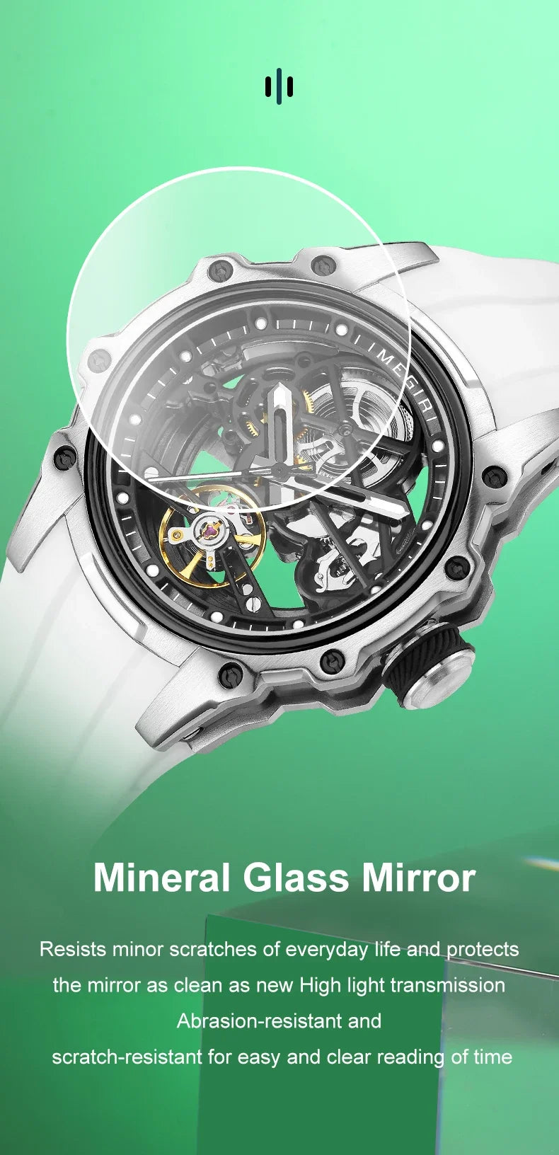 MEGIR Automatic Mechanical Luxury Watch Men Top Brand Stainless Steel 43mm Dial Watch Luminous Waterproof Men's Wristwatch