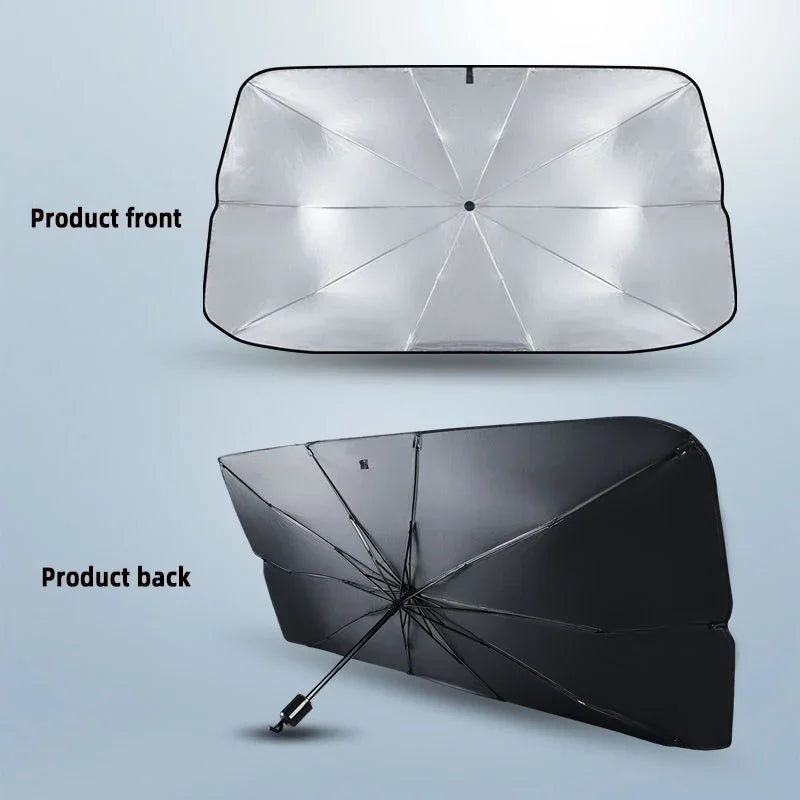 Car Titanium Silver Sun Shade Umbrella Portable Foldable Car Thermal Insulation Expansion and Contraction Windshield Umbrella