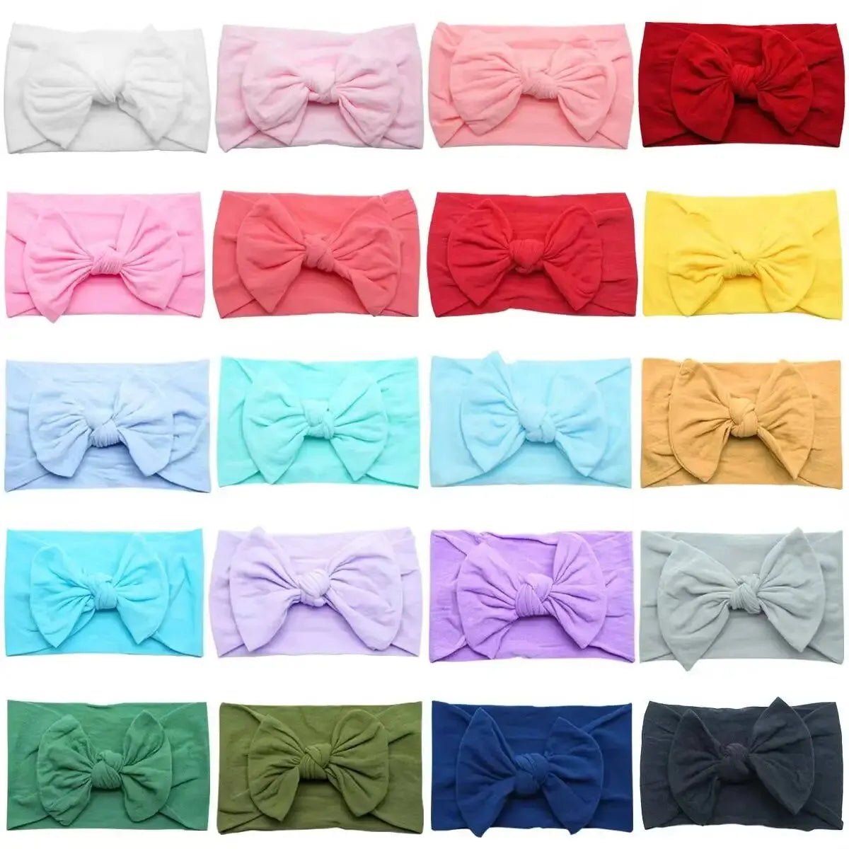 Set of 5 Comfortable Baby Nylon Bow Headbands Super Soft High Elastic Headband Hair Accessories