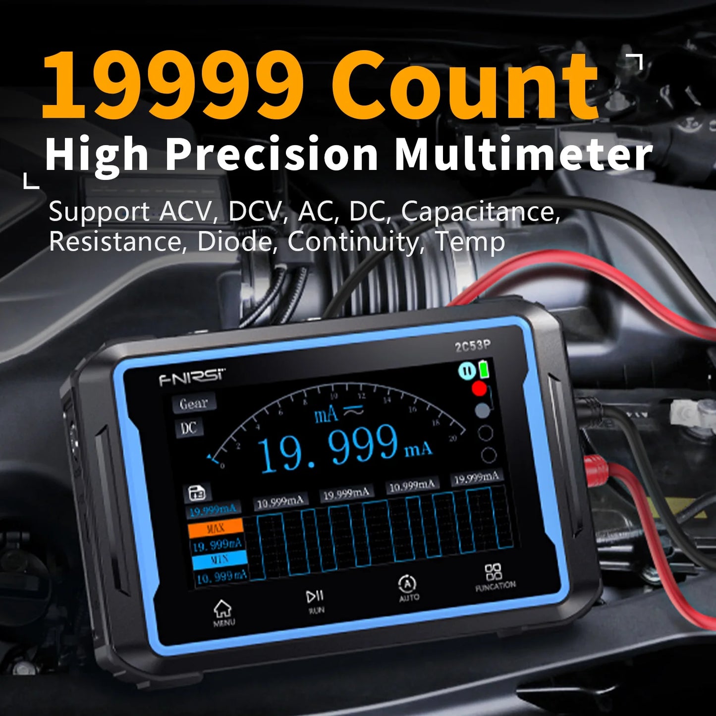 2C53P Touch Screen Portable Digital OSC Multimeter Signal Source 3in1 2 Channel 50MHz 250Ms/S 19999 Counts