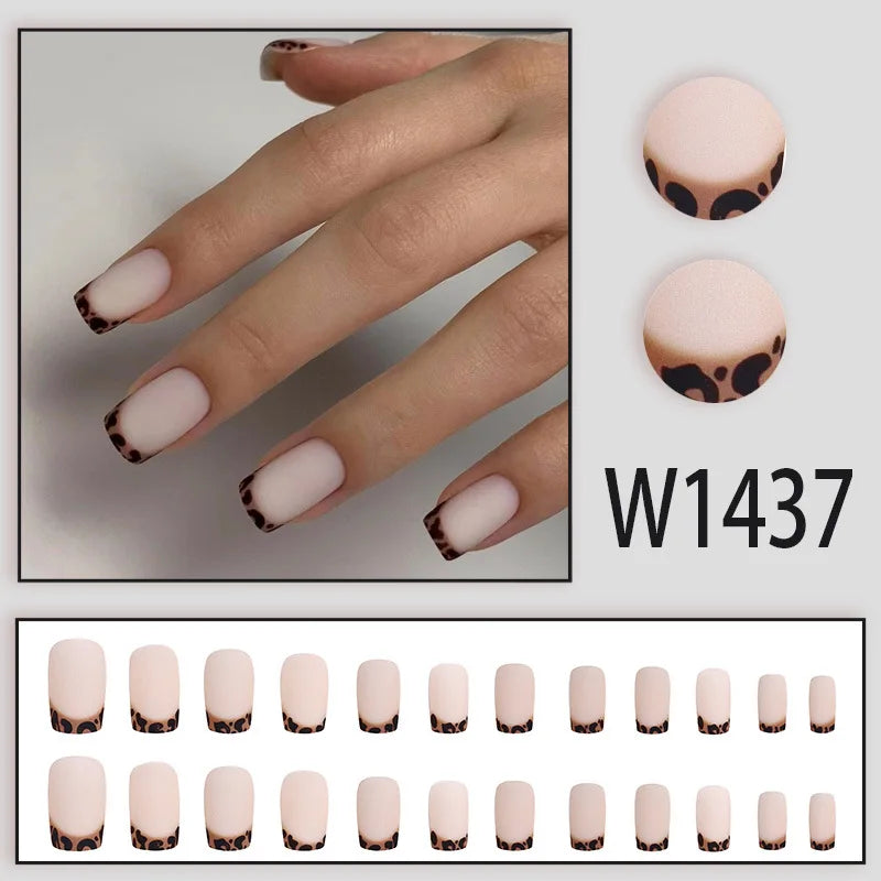 Mandarin Duck 24 Pcs Press on Nails Pink Gradient Fake Nails Glossy Artificial Finger Manicure Reusable False Nails