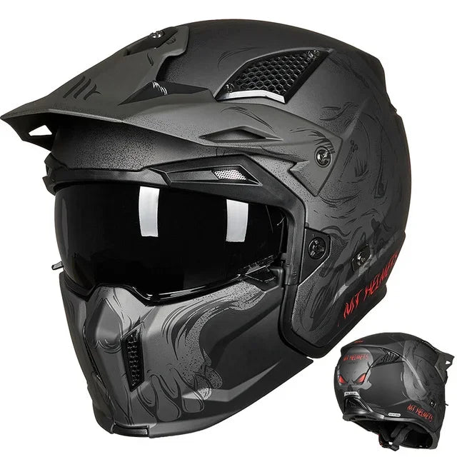 Spanish MT Streetfight Motorcycle Helmet Retro Street Fighter Combination  Four Seasons Detachable Full Face