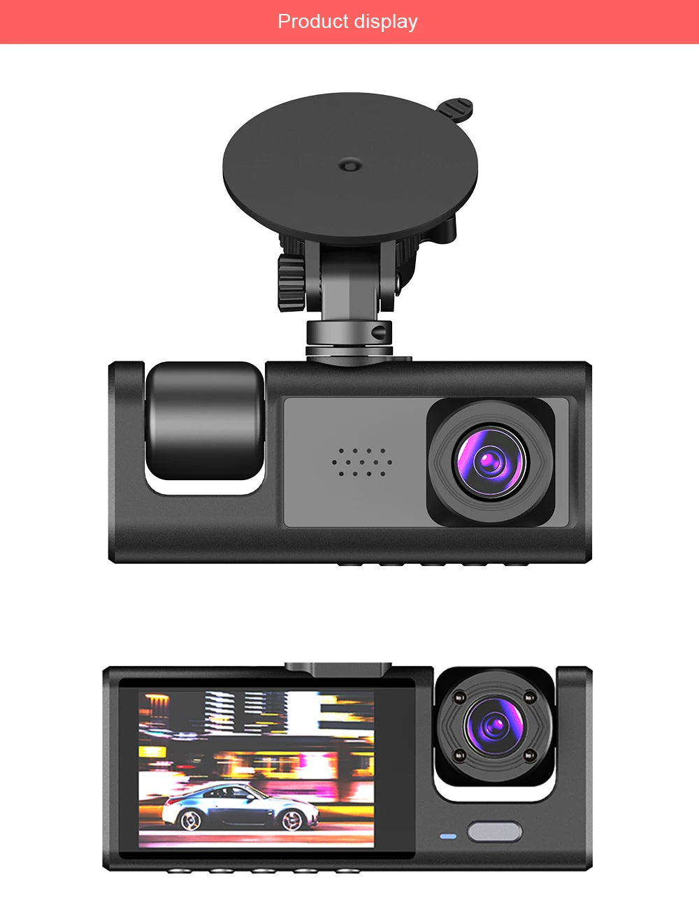3 Channel Car DVR HD 1080P 3 Lens Inside Vehicle Dash Cam Three Way Camera DVR Recorder Video Registrator Dashcam Camcorder